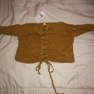 Lottie Moss yellow crop top NWT